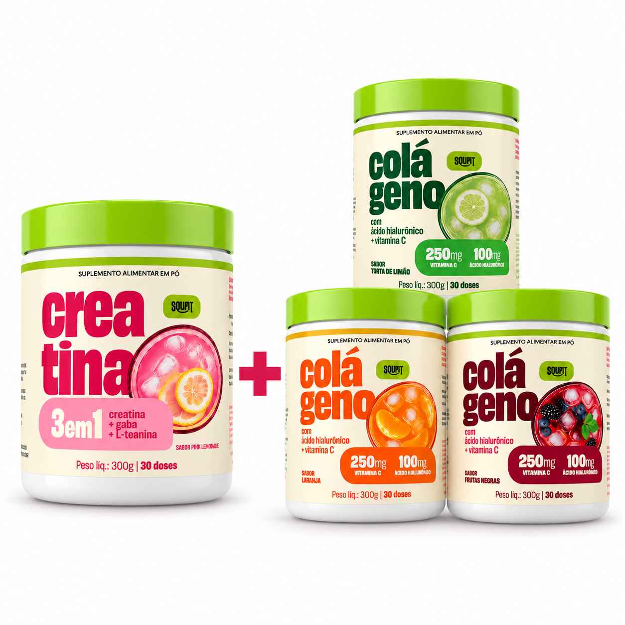 Kit Creatina 3 em 1 + Colágeno com Ácido Hialurônico