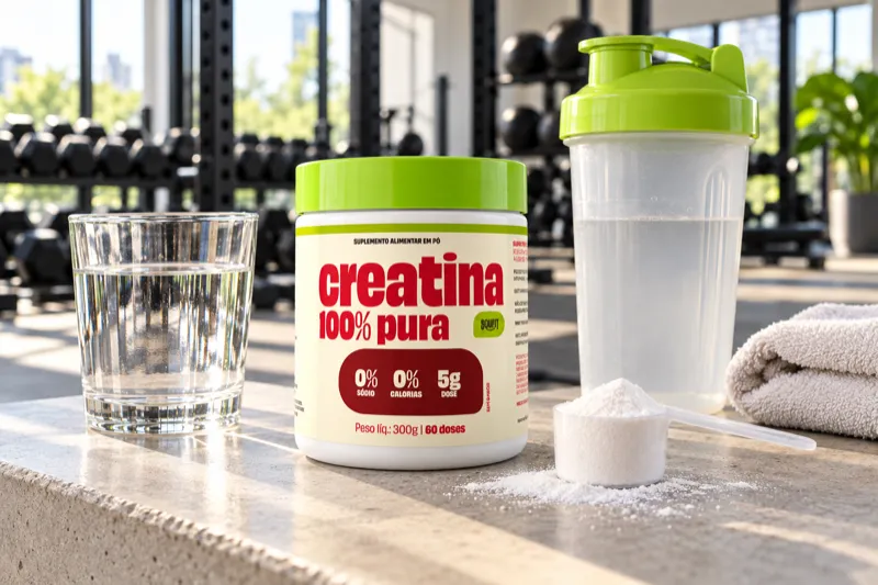Creatina 100% Monohidratada Pura Soufit 300g sem sabor na bancada da academia