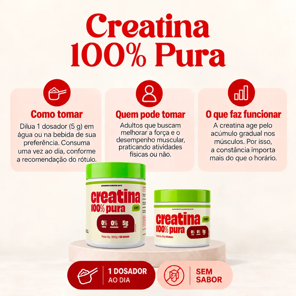 Creatina 100% Monohidratada Pura 300g - Sem sabor