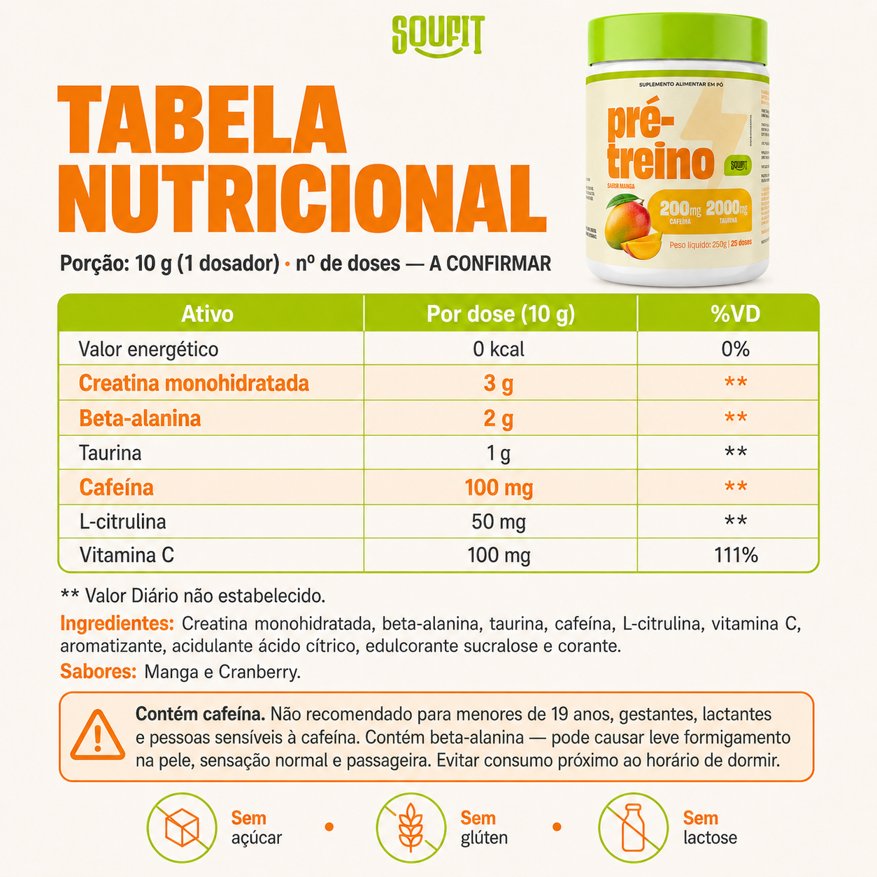 Pré-Treino Sabor Manga 250g
