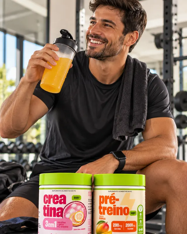 Rotina de treino com o kit Creatina 3 em 1 + Pré-Treino