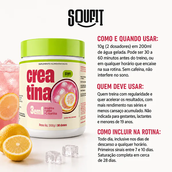 Creatina 3 em 1 - Pink Lemonade