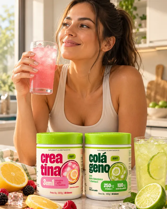 Uso contínuo do kit Creatina 3 em 1 + Colágeno