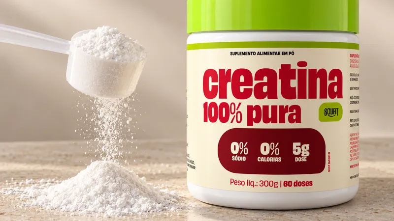 Creatina monohidratada pura em pó no dosador