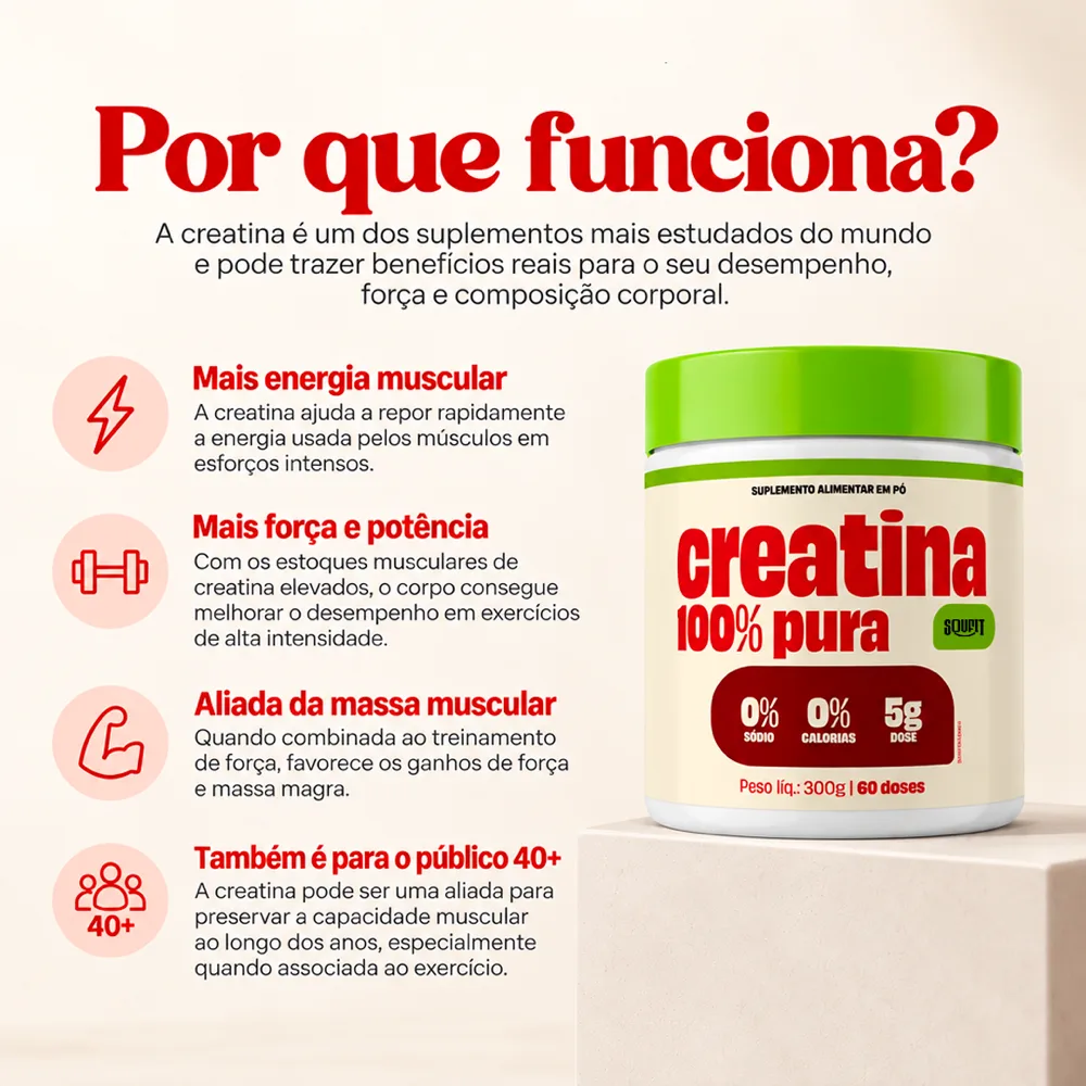 Creatina 100% Monohidratada Pura 300g - Sem sabor