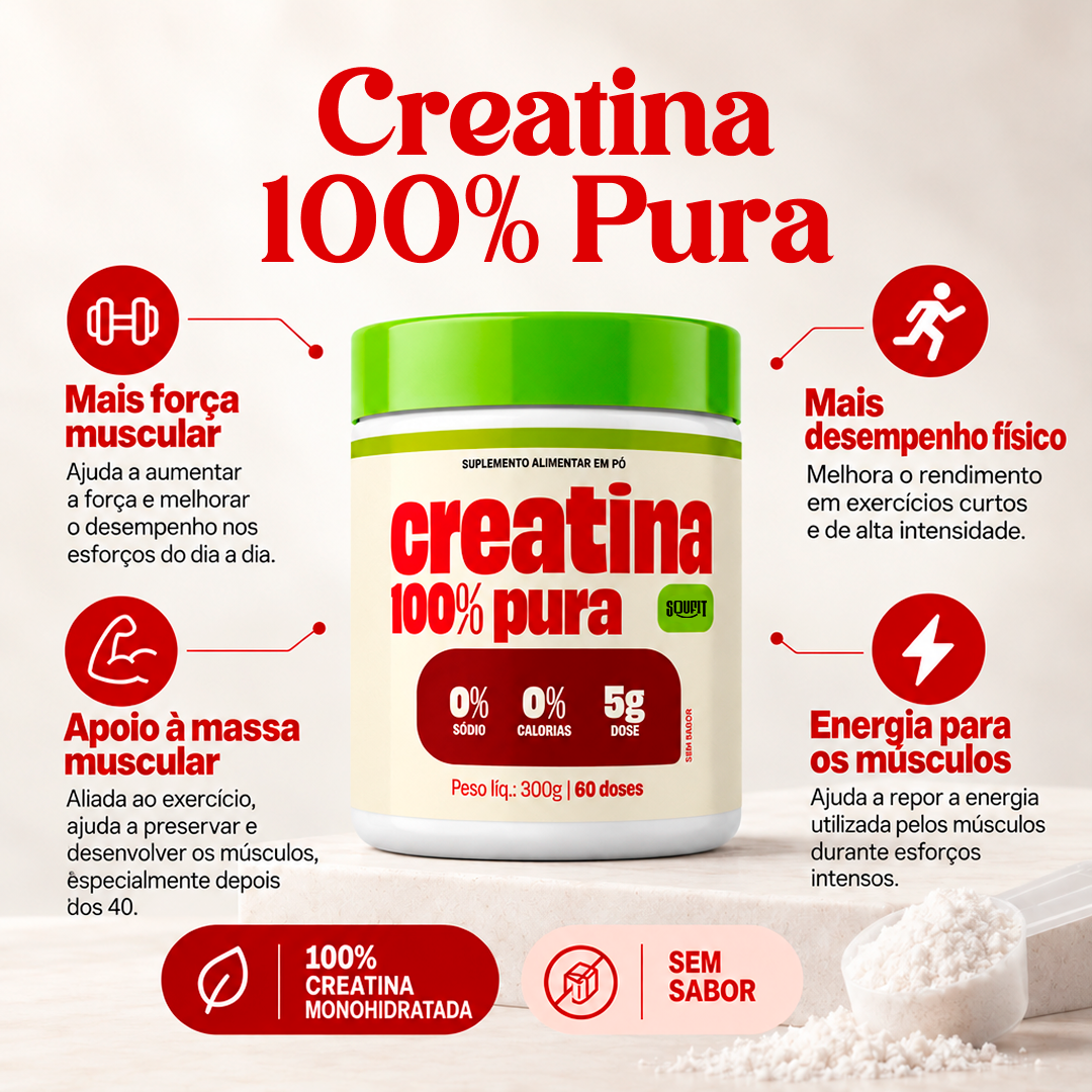 Creatina 100% Monohidratada Pura 300g - Sem sabor