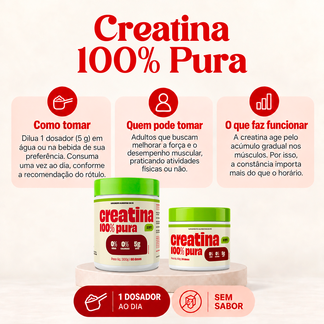 Creatina 100% Monohidratada Pura 300g - Sem sabor