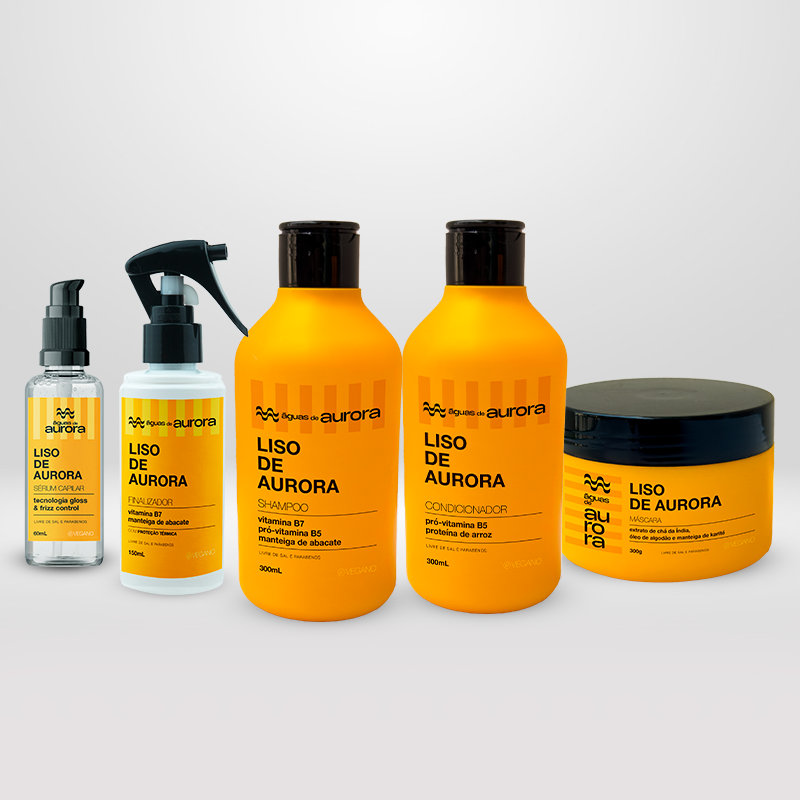 Shampoo, Condicionador, Máscara, Finalizador e Sérum Liso de Aurora