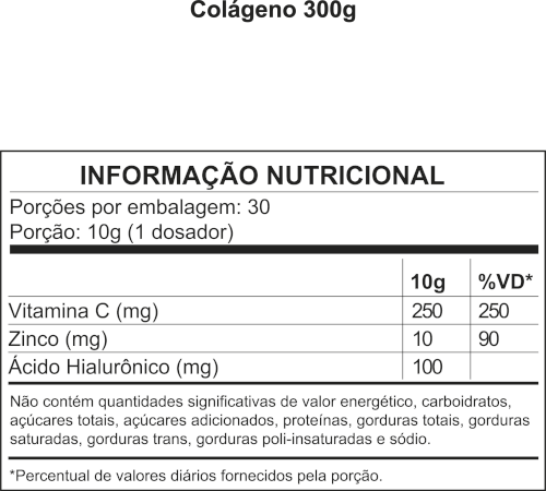 Tabela nutricional de Colágeno + Ácido Hialurônico - Frutas Negras