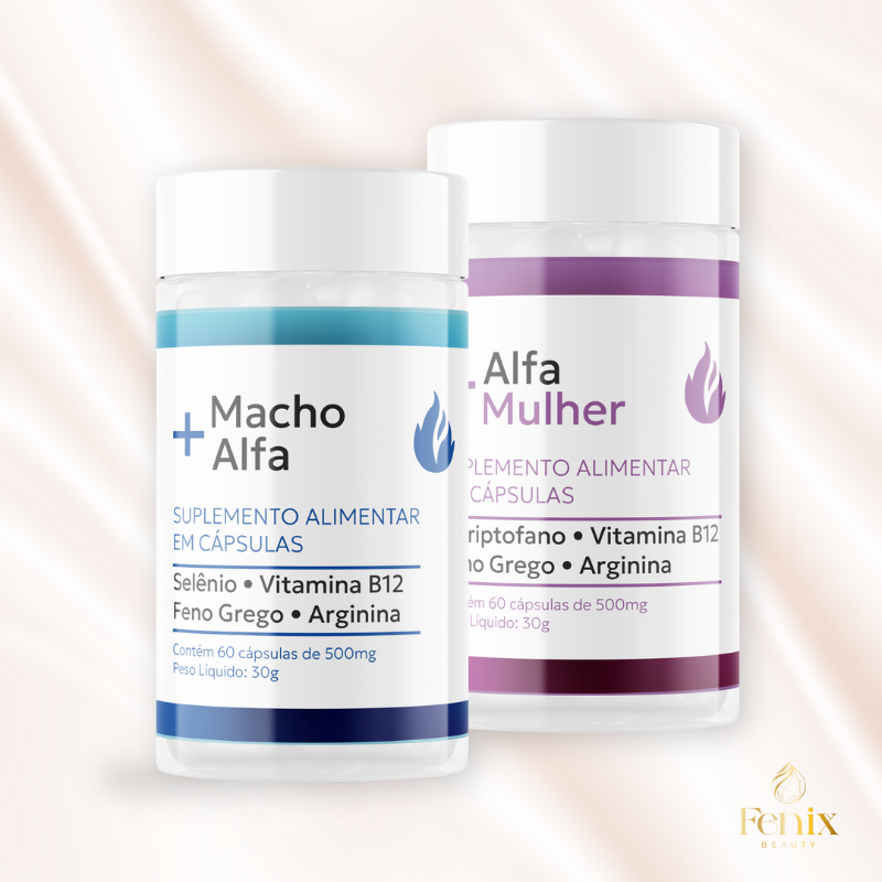 Kit 1 Alfa Mulher 60 Cápsulas 500Mg + 1  Macho Alfa 60 Cápsulas 500Mg